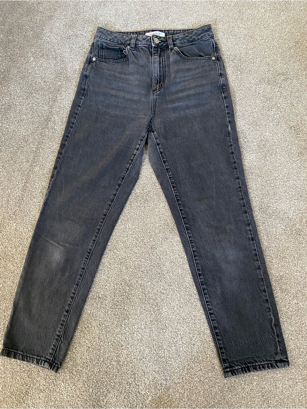 Dynamite High Waist Mom Jeans Washed Black Straight Leg Denim - Picture 2 of 11